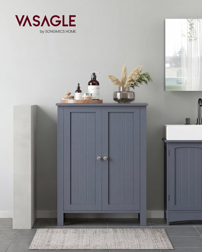 VASAGLE Bathroom Floor Storage Cabinet, Freestanding Storage Unit with Adjustable Shelve Classic Gray