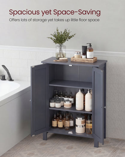VASAGLE Bathroom Floor Storage Cabinet, Freestanding Storage Unit with Adjustable Shelve Classic Gray