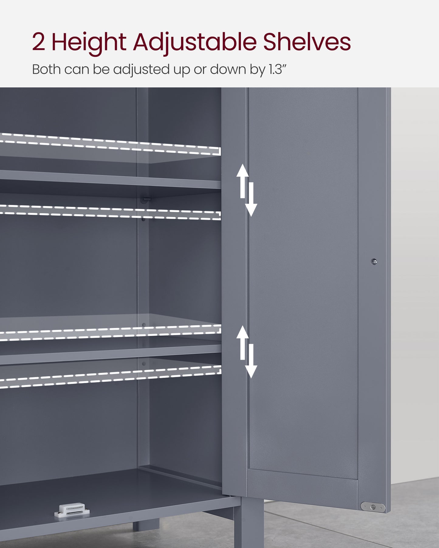 VASAGLE Bathroom Floor Storage Cabinet, Freestanding Storage Unit with Adjustable Shelve Classic Gray