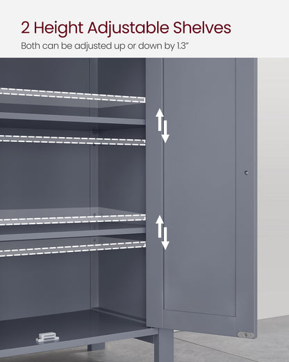 VASAGLE Bathroom Floor Storage Cabinet, Freestanding Storage Unit with Adjustable Shelve Classic Gray