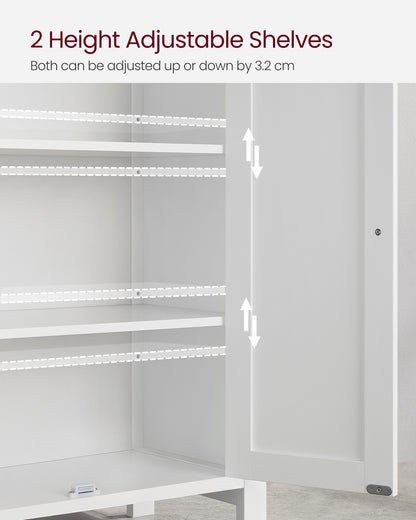 VASAGLE Bathroom Floor Storage Cabinet, Storage Unit with 2 Adjustable Shelves, Cabinet Freestanding,Inches, White