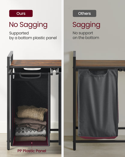 Laundry Hamper, Laundry Basket, Laundry Sorter with 2 Pull-Out and Removable Bags, Shelf, Metal Frame, 2 x 12.1 Gallons
