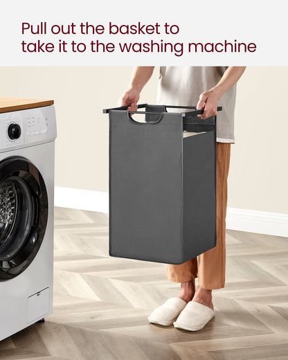Laundry Hamper, Laundry Basket, Laundry Sorter with 2 Pull-Out and Removable Bags, Shelf, Metal Frame, 2 x 12.1 Gallons