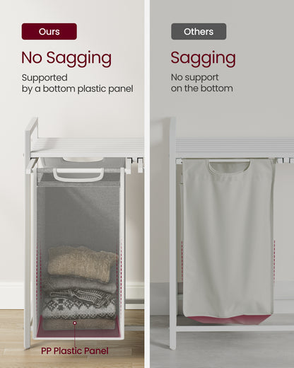 Laundry Hamper, Laundry Basket, Laundry Sorter with 2 Pull-Out and Removable Bags, Shelf, Metal Frame, 2 x 12.1 Gallons