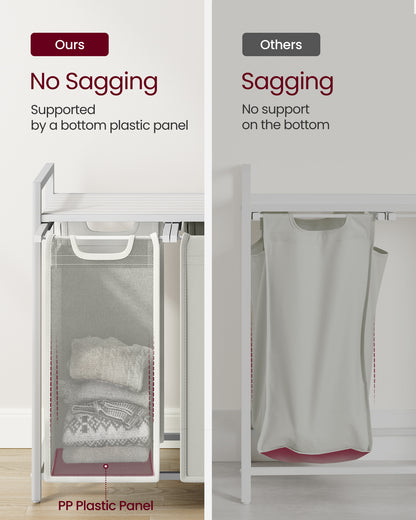 Laundry Hamper, Laundry Basket, Laundry Sorter with 3 Pull-Out and Removable Bags, Shelf, Metal Frame, 3 x 10 Gallons