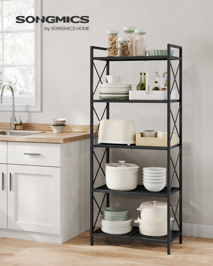 5-Tier Metal Storage Rack, Storage Shelves, Kitchen Shelf with Side Frames and Dense Mesh, 12.6 x 23.6 x 57.3 Inches, for Entryway, Kitchen
