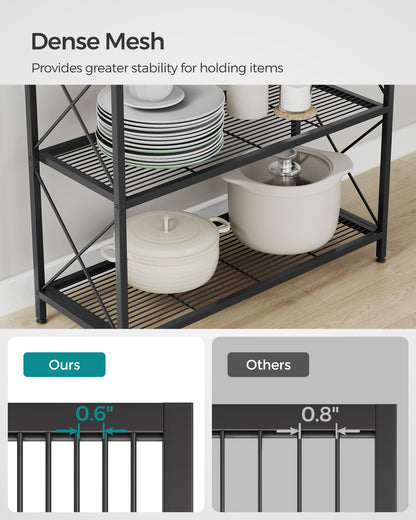 5-Tier Metal Storage Rack, Shelving Unit with X Side Frames, 12.6 x 31.5 x 57.3 Inches, for Kitchen, Living Room, Bathroom, Garage, Ink Black