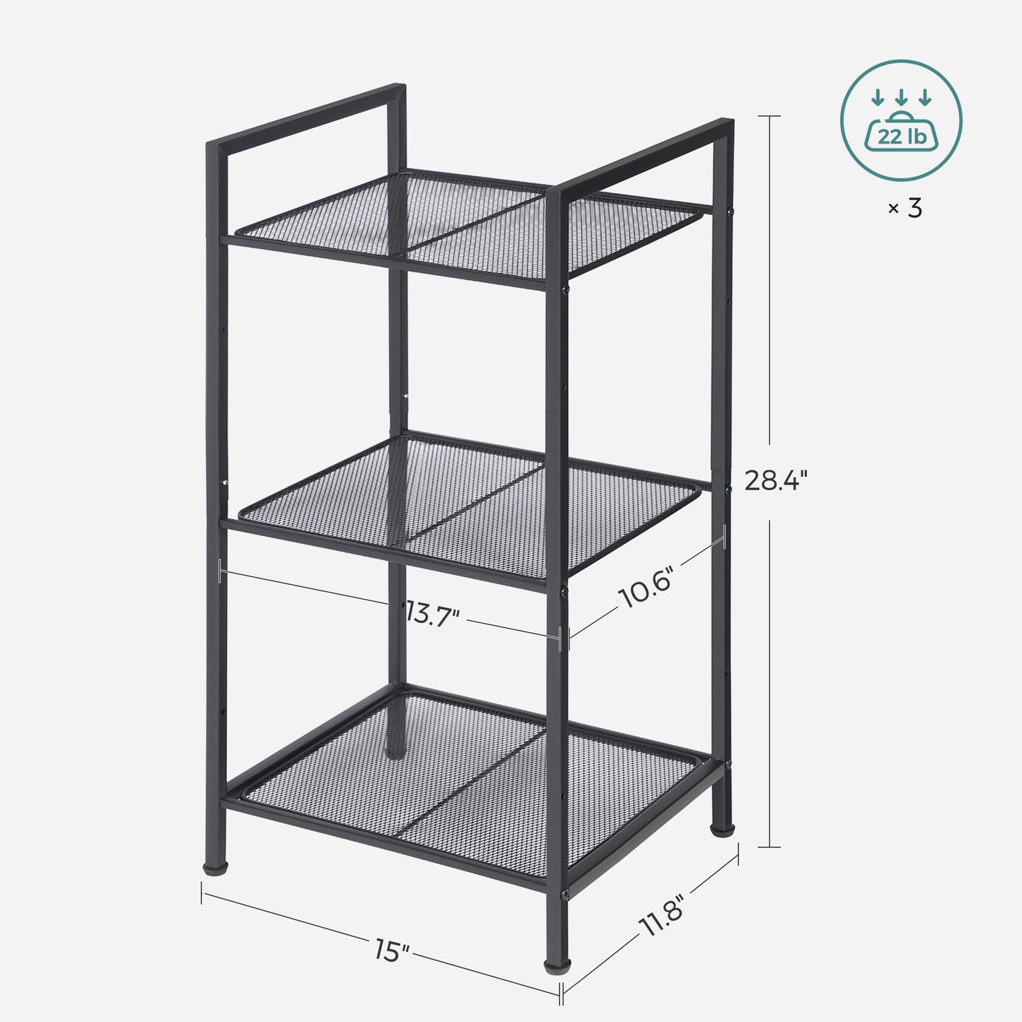 3-Tier Storage Rack, Bathroom Shelf, Extendable Plant Stand with Adjustable Shelf, for Bathroom, Living Room, Balcony, Kitchen, Black