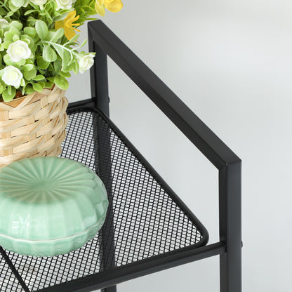 3-Tier Storage Rack, Bathroom Shelf, Extendable Plant Stand with Adjustable Shelf, for Bathroom, Living Room, Balcony, Kitchen, Black