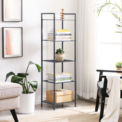 5-Tier Storage Rack, Bathroom Shelf, Extendable Plant Stand with Adjustable Shelf, for Bathroom, Living Room, Balcony, Kitchen, Black