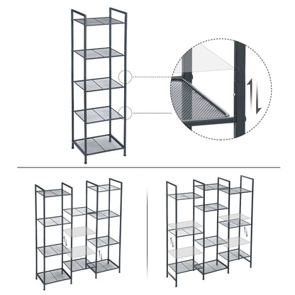 5-Tier Storage Rack, Bathroom Shelf, Extendable Plant Stand with Adjustable Shelf, for Bathroom, Living Room, Balcony, Kitchen, Black