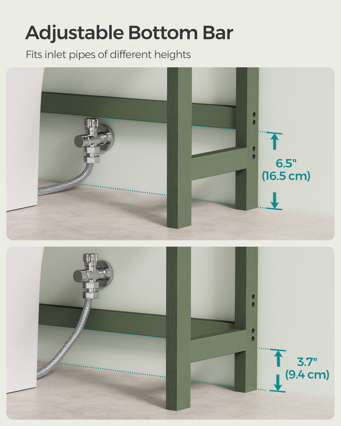 SONGMICS 3-Tier Over The Toilet Storage Bamboo Over Toilet Bathroom Organizer Forest Green