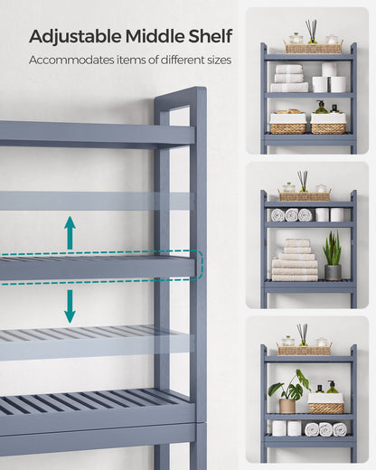 SONGMICS Over The Toilet Storage Bamboo 3-Tier Gray