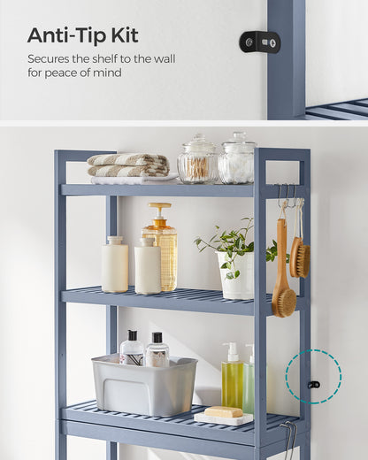 SONGMICS Over The Toilet Storage Bamboo 3-Tier Gray