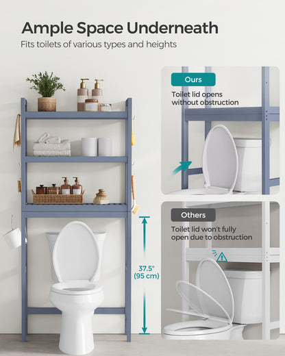 SONGMICS Over The Toilet Storage Bamboo 3-Tier Gray