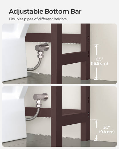SONGMICS Over The Toilet Storage Bamboo 3-Tier Over-The-Toilet Space Saver Organizer Rack Stable Freestanding Brown