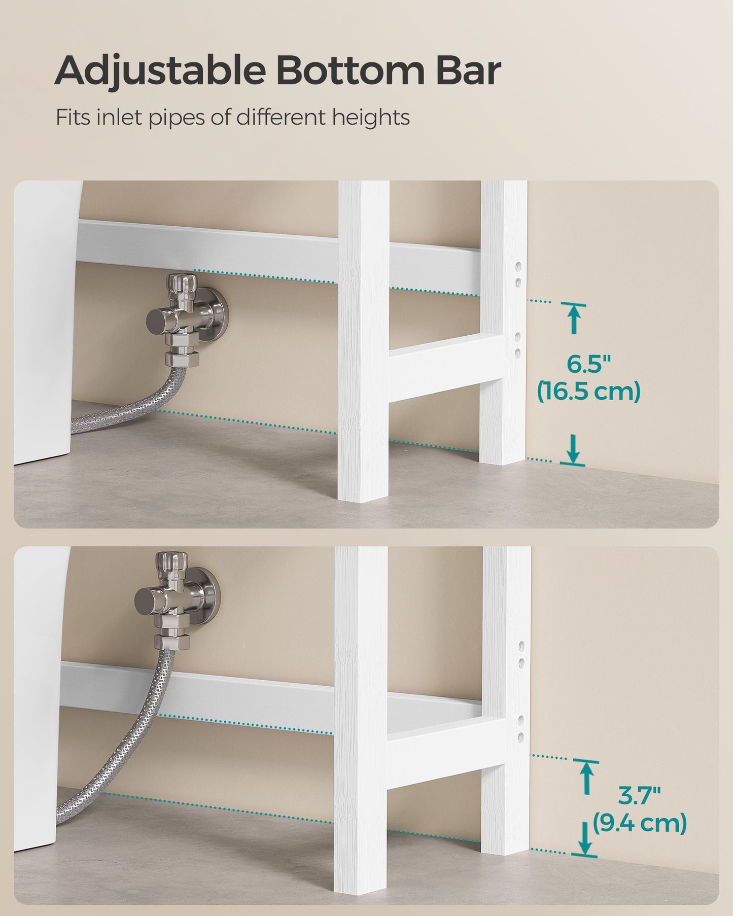 SONGMICS 3-Tier Over The Toilet Storage Bamboo Over Toilet Bathroom Organizer White