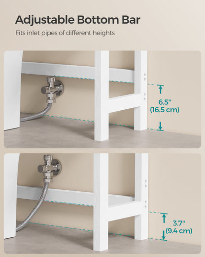 SONGMICS 3-Tier Over The Toilet Storage Bamboo Over Toilet Bathroom Organizer White