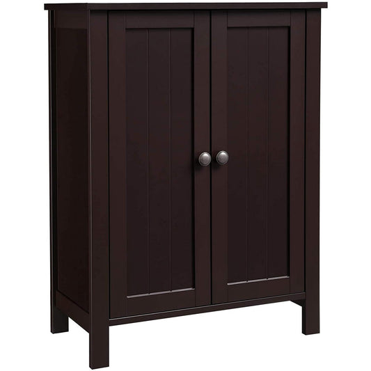 athroom Floor Storage Cabinet, Bathroom Storage Unit with 2 Adjustable Shelves, Bathroom Cabinet Freestanding, Brown