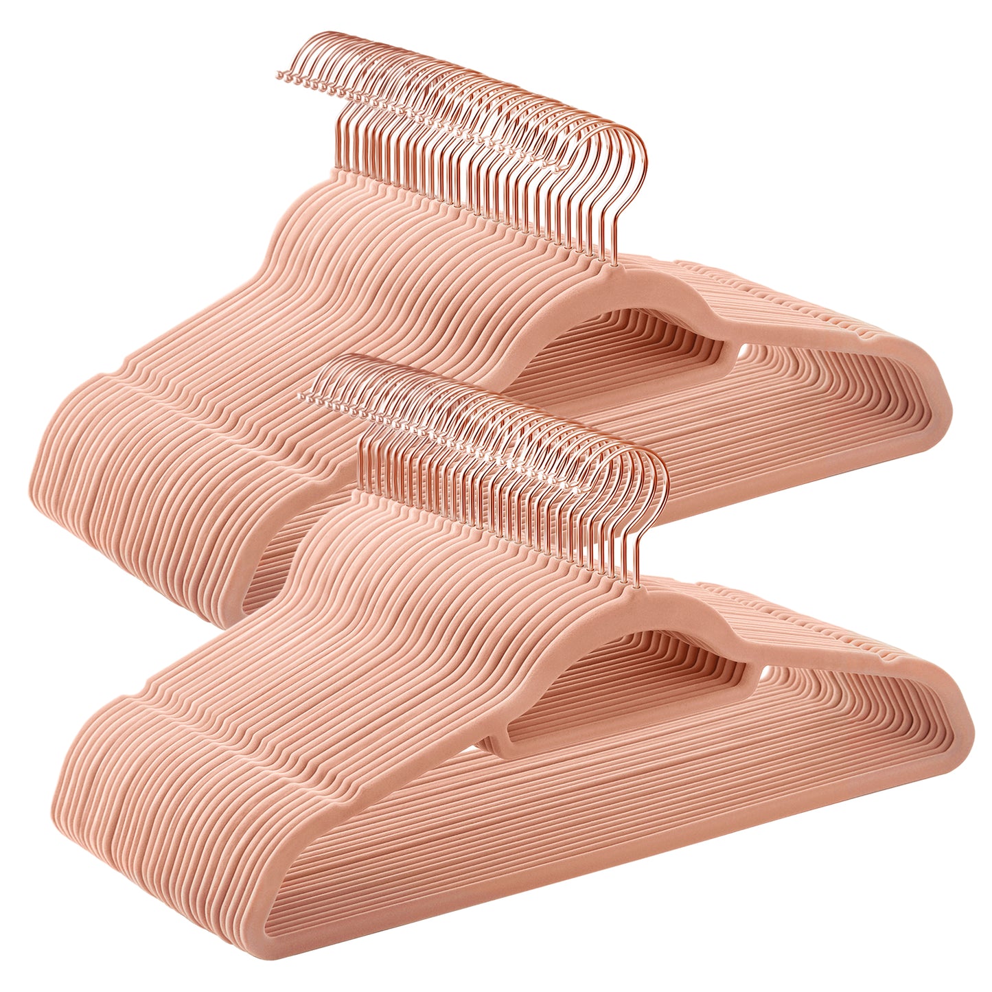 60-Pack Velvet Hangers with Rose Gold Hooks, Ultra Slim Non-Slip Closet Organizers, 0.2 Inch Thin, 17.1 Inch Long, Space Saving，Coral Pink