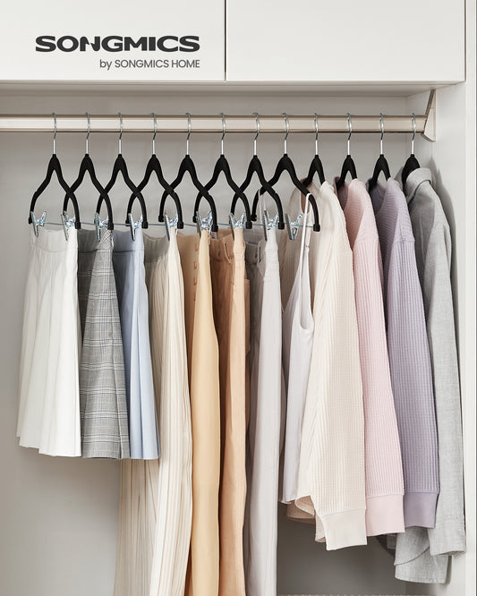 50-Pack Pants Hangers, Velvet Hangers with Adjustable Clips, Space-Saving Heavy-Duty, Non-Slip Skirt Hangers for Pants, Skirts