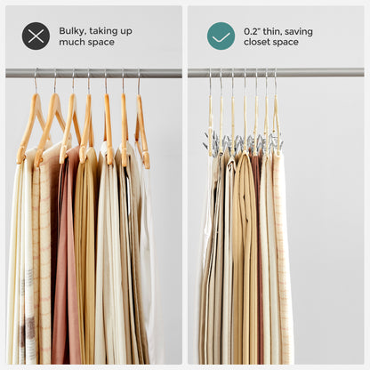 SONGMICS 30 Pack Skirt Pants Hangers Velvet Clips Hangers with Adjustable Clips Non-Slip Beige