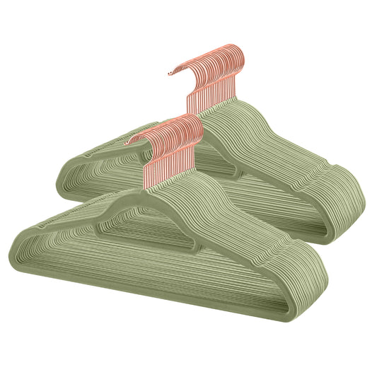 50 Pack Velvet Hangers Clothes Hanger with Swivel Hook Non-Slip for Coat Shirt Dress Pants Tie Lime Green