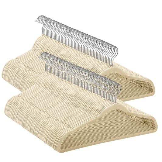 Velvet Hangers 100 Pack, Non-Slip Clothes Hangers with Silver-Colored Swivel Hooks, Slim Space-Saving for Closet, Heavy-Duty, Black