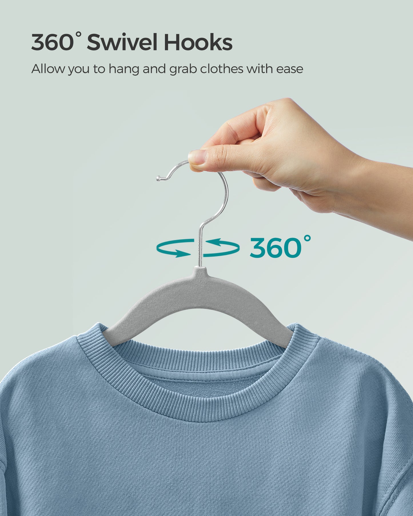 SONGMICS Baby Hangers 50 Pack, Kids Hangers for Closet, Swivel Hooks, Space-Saving Clothes Hangers, Velvet Hangers for Nursery, Non-Slip, Dove Gray