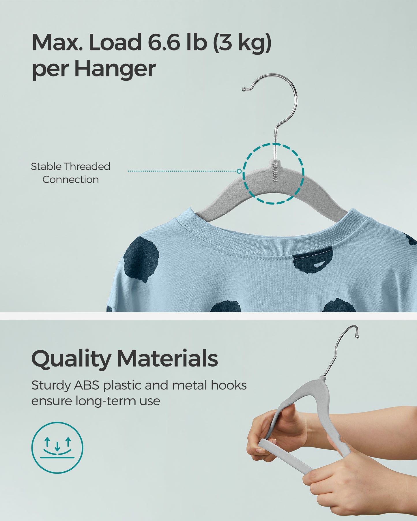 SONGMICS Baby Hangers 50 Pack, Kids Hangers for Closet, Swivel Hooks, Space-Saving Clothes Hangers, Velvet Hangers for Nursery, Non-Slip, Dove Gray