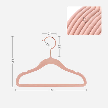 SONGMICS Baby Hangers 50 Pack, Kids Hangers for Closet, Swivel Hooks, Space-Saving Clothes Hangers, Velvet Hangers for Nursery, Non-Slip, Jelly Pink