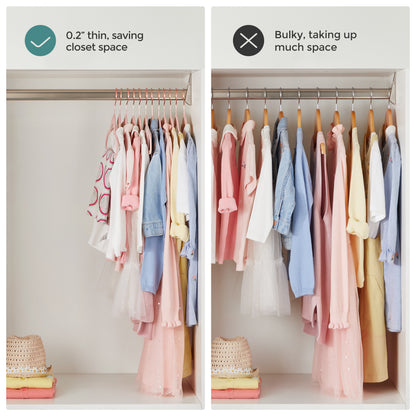 SONGMICS Baby Hangers 50 Pack, Kids Hangers for Closet, Swivel Hooks, Space-Saving Clothes Hangers, Velvet Hangers for Nursery, Non-Slip, Jelly Pink