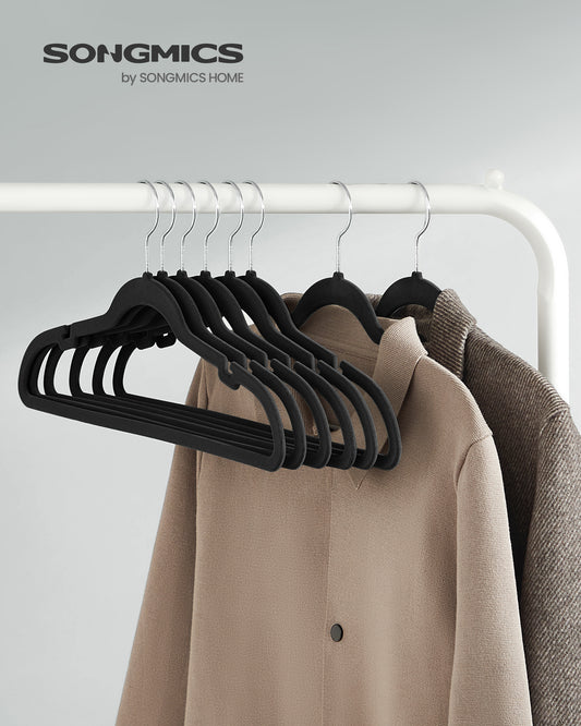 Velvet Hangers 50 Pack, Non-Slip Clothes Hangers, Suit Hangers with Shoulder Notches, 360¡ã Swivel Hook, Space-Saving Black