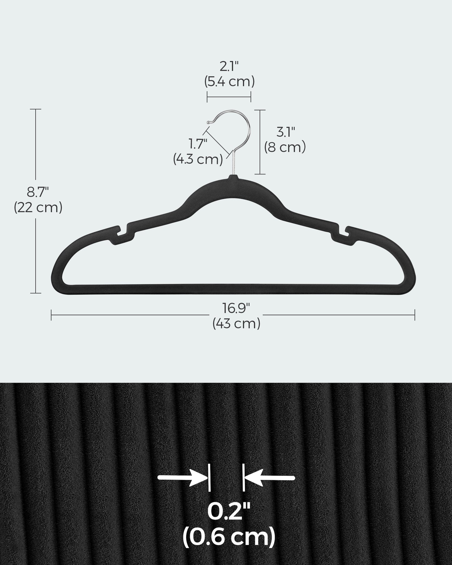 Velvet Hangers 50 Pack, Non-Slip Clothes Hangers, Suit Hangers with Shoulder Notches, 360¡ã Swivel Hook, Space-Saving Black
