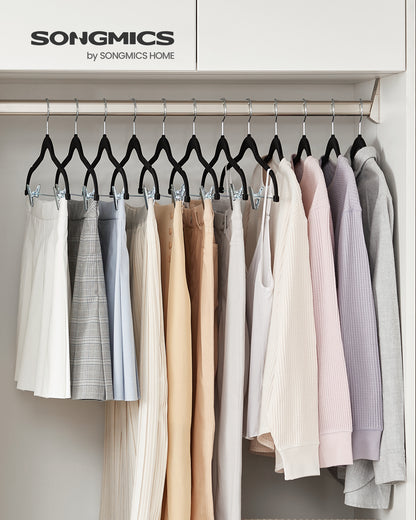 30-Pack Pants Hangers, Velvet Hangers with Adjustable Clips, Space-Saving Heavy-Duty, Non-Slip Skirt Hangers for Pants, Skirts
