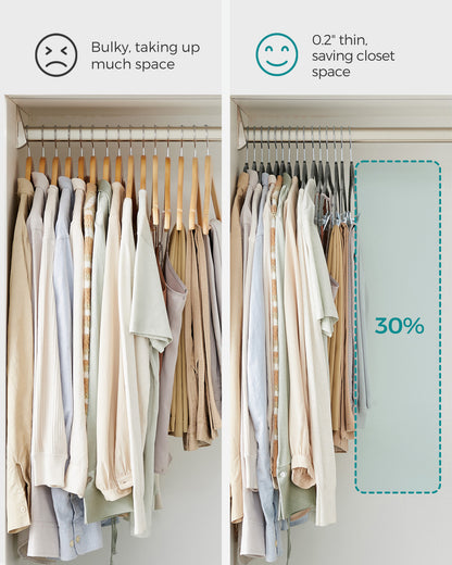 SONGMICS 30 Pack Skirt Pants Hangers Velvet Clips Hangers with Adjustable Clips Non-Slip Greyv