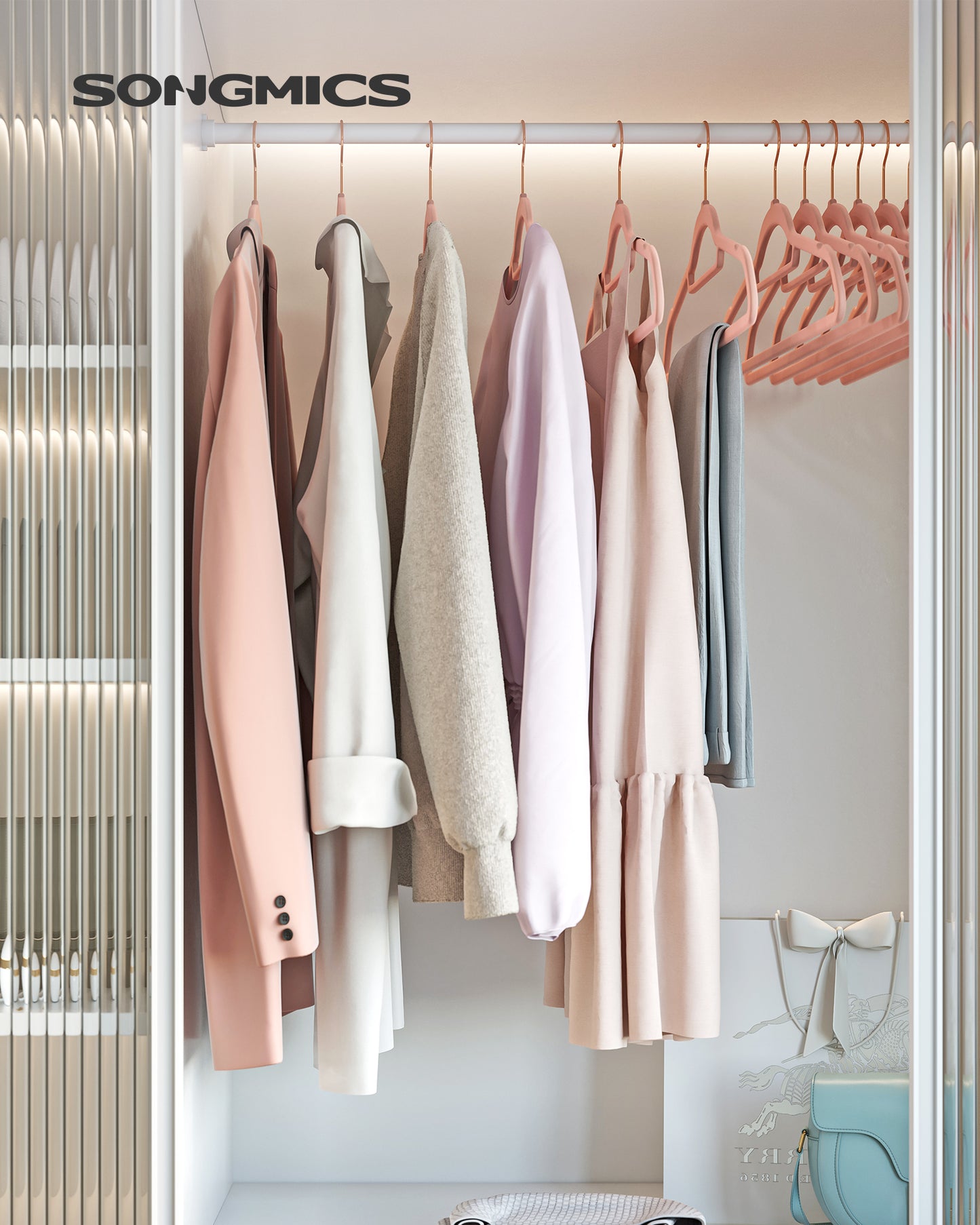 Velvet Hangers, Set of 50 Clothes Hanger with Black Swivel Hook, Non-Slip, 17.1-Inch Long for Coat, Shirt, Dress, Pants, Tie, Coral Pink