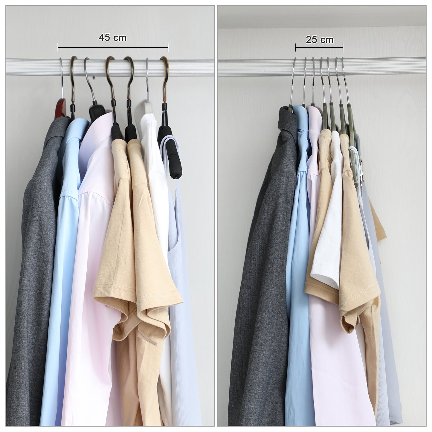 SONGMICS 50 Pack Clothes Hangers Plastic Coat Hangers Non-Slip 360¡ã Swivel Hook Space-Saving Light Gray and Dark Gray