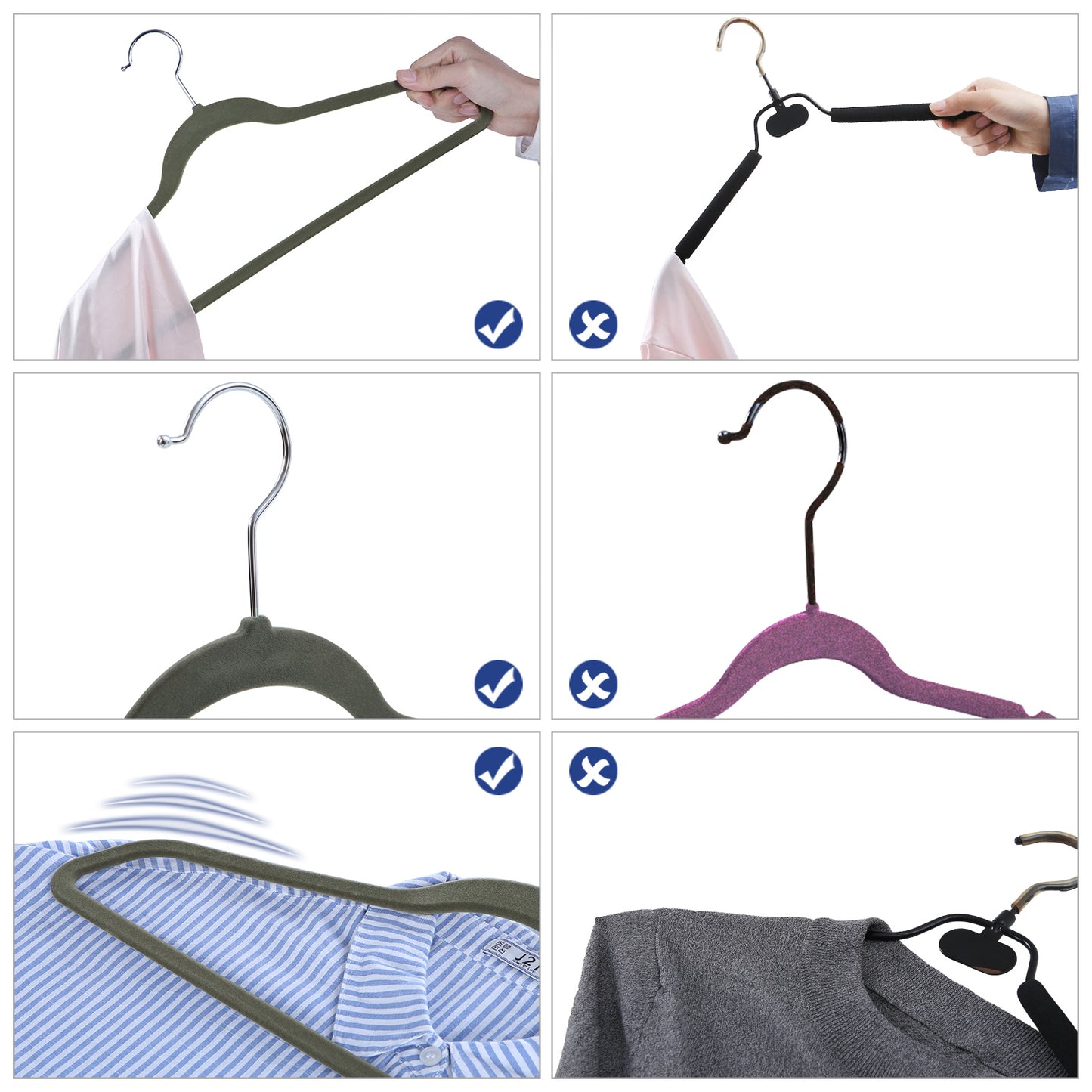 SONGMICS 50 Pack Clothes Hangers Plastic Coat Hangers Non-Slip 360¡ã Swivel Hook Space-Saving Light Gray and Dark Gray