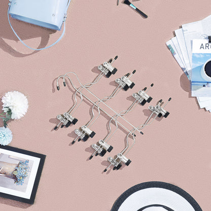 Pants Hangers, Set of 3, 4 Tiers Non-Slip Skirt Hangers, Space Saving Pants Organizers, for Closet, Silver and Black