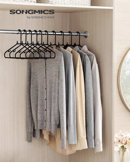 SONGMICS Plastic Hangers 30 Pack, Space-Saving Clothes Hangers, Lightweight Hangers, for Pants, Coats, Dresses, Black