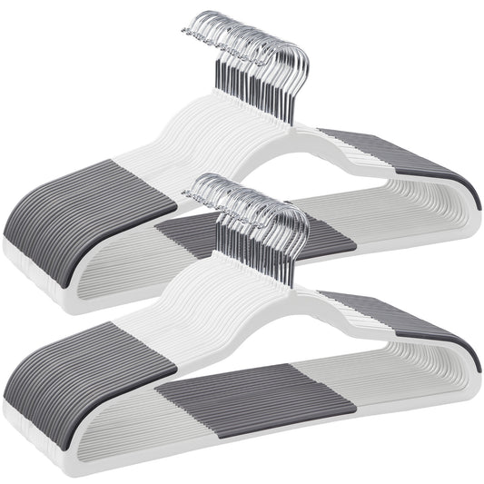 SONGMICS 50 Pack Clothes Hangers Plastic Coat Hangers Space-Saving 360° Swivel Hook Cloud White and Dark Gray