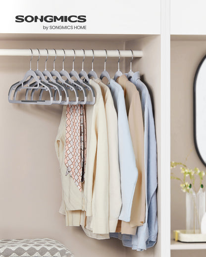 SONGMICS Pack of 50 Coat Hangers Heavy-Duty Plastic Hangers Light and Dark Gray