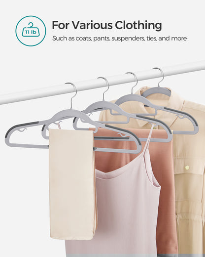 SONGMICS Pack of 50 Coat Hangers Heavy-Duty Plastic Hangers Light and Dark Gray