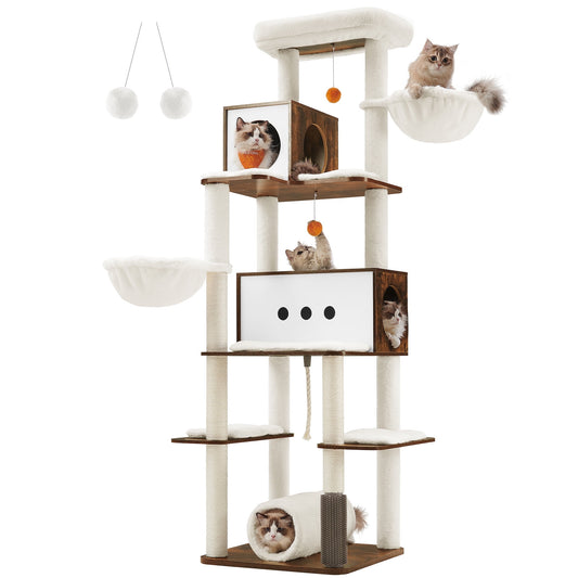 Feandrea Cat Tree, 77.5-Inch Tall Modern Cat Tower for Large Indoor Cats