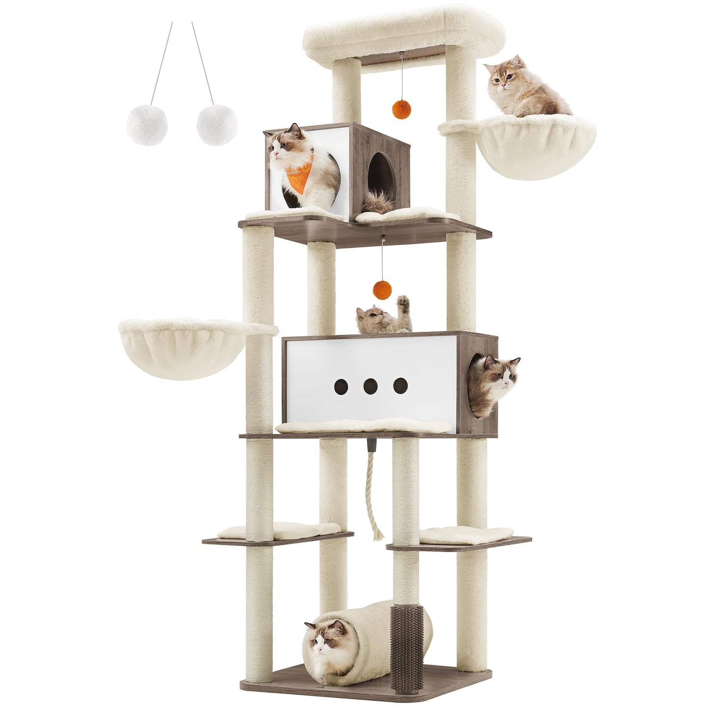 Feandrea Cat Tree, 77.5-Inch Tall Modern Cat Tower for Large Indoor Cats