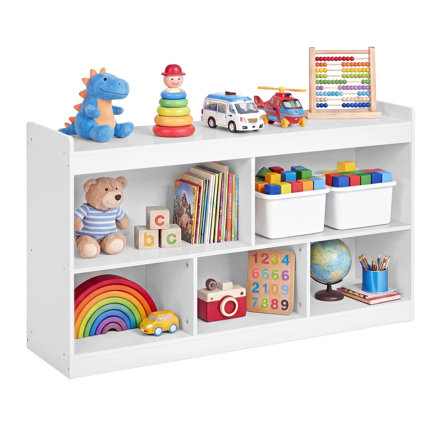 SONGMICS Kids' Toy Storage Shelf, Montessori Shelf with 5 Open Compartments, for Children's Room Playroom, 11.8 x 44.2 x 25.6 Inches, Cloud White