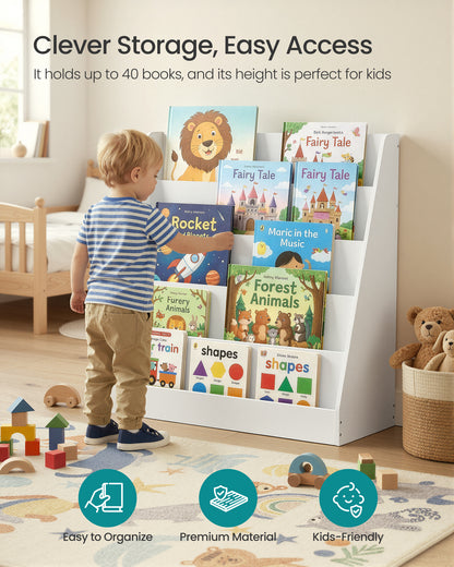 SONGMICS CUSTOS Collection - Kids Bookcase, 5-Tier Montessori Bookshelf, Front-Facing Book Display Rack, for 11.8 x 31.5 x 31.5 ", Cloud White