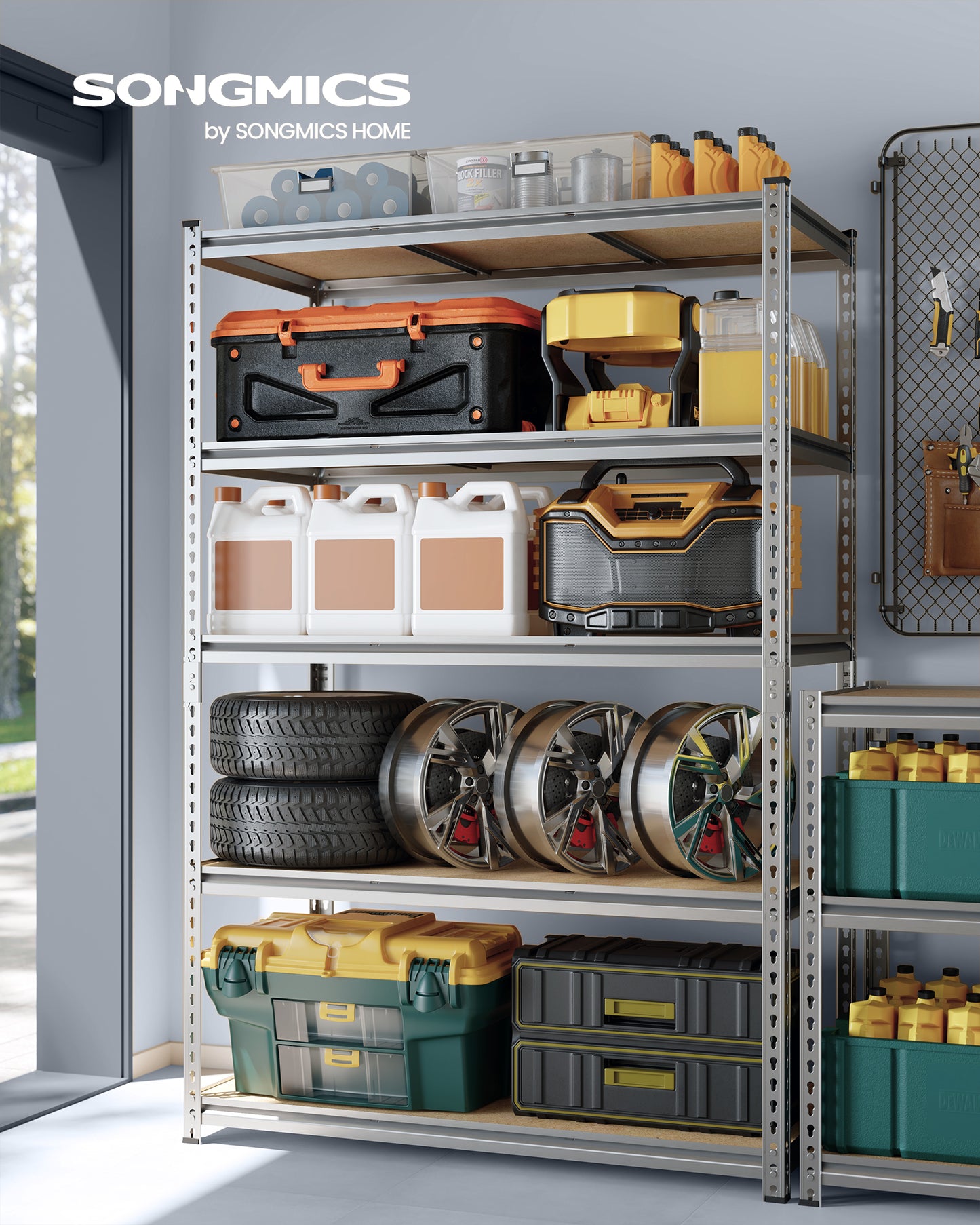 SONGMICS 5-Tier Utility Shelves Silver