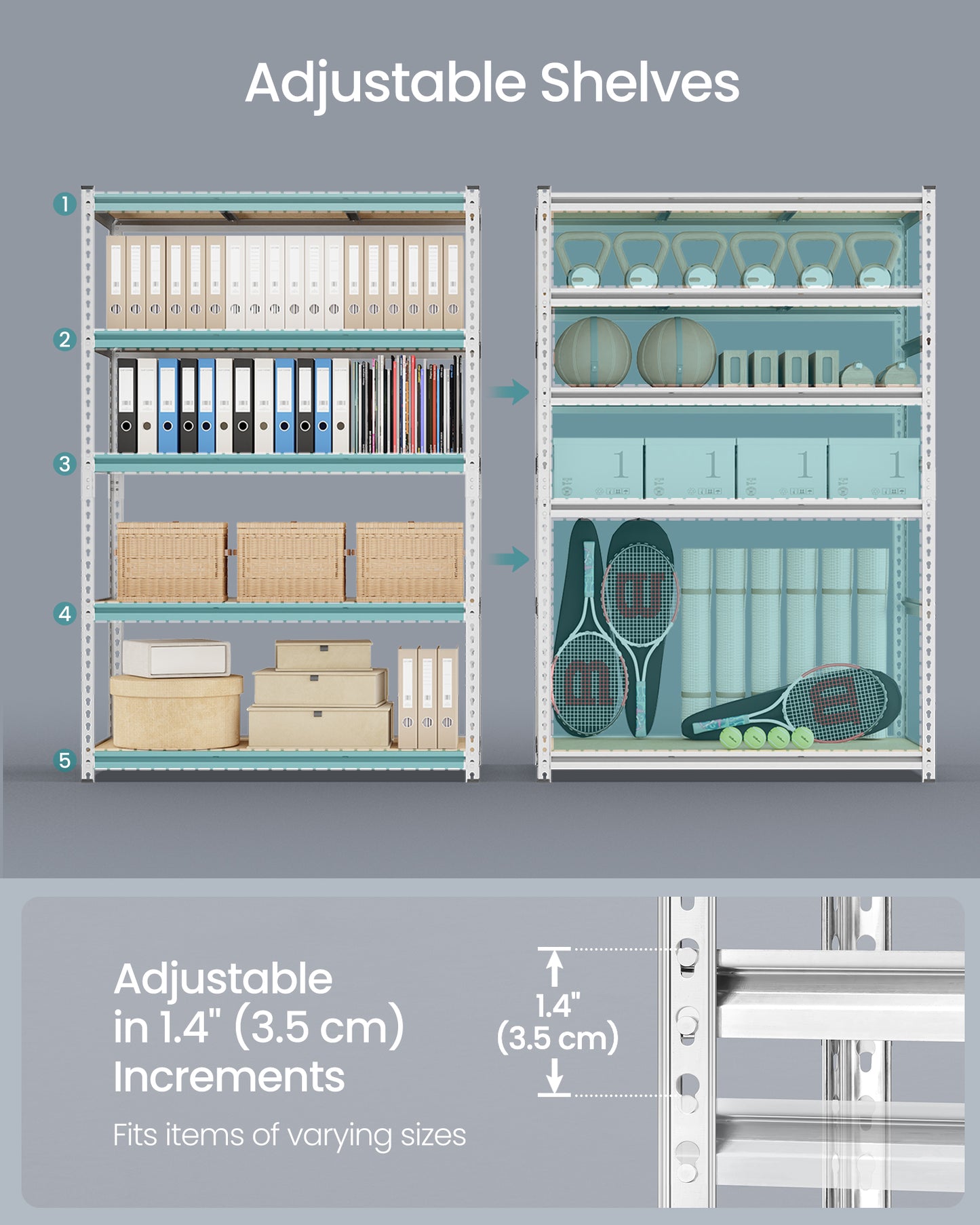 SONGMICS 5-Tier Utility Shelves Silver